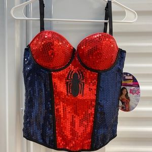 NWT Marvel Spider-girl Sexy Sequin Corset Bustier